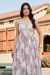 Palak & Mehak_Off White Crepe Gota Patti, Embroidery Ifat Flower Print Anarkali With Jacket _at_Aza_Fashions