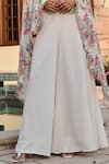 Buy_Palak & Mehak_White Cotton, Crepe Sophia Vintage Floral Print Cape And Flared Pant Set 