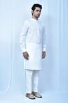 Shop_Samyukta Singhania_White Kurta: Linen Cotton Plain Set For Men_Online_at_Aza_Fashions
