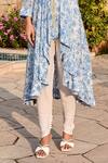 Shop_Palak & Mehak_Ivory Crepe, Cotton Mishika Floral Print Tunic With Straight Tulip Pants 