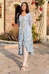 Shop_Palak & Mehak_Ivory Crepe, Cotton Mishika Floral Print Tunic With Straight Tulip Pants _Online_at_Aza_Fashions