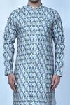 Buy_Samyukta Singhania_Blue Kurta Cotton Silk Printed Moroccan Set _Online_at_Aza_Fashions