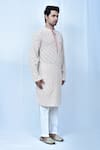 Samyukta Singhania_Peach Kurta Georgette Based Chikankari Embroidery Floral Set _at_Aza_Fashions