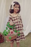 Bagichi_Beige Cotton Flannel Check Bunny Lea Dress  _Online_at_Aza_Fashions