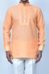 Buy_Samyukta Singhania_Orange Kurta Linen Cotton Full Sleeve Slim Fit And Pant Set _Online_at_Aza_Fashions