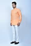 Samyukta Singhania_Orange Kurta Linen Cotton Full Sleeve Slim Fit And Pant Set _at_Aza_Fashions