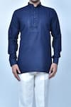 Buy_Samyukta Singhania_Blue Kurta Linen Cotton Solid Slim Fit And Pant Set _Online_at_Aza_Fashions