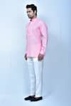 Samyukta Singhania_Pink Kurta Linen Cotton Pintuck Slim Fit And Pant Set _at_Aza_Fashions