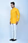 Samyukta Singhania_Yellow Kurta Linen Cotton Slim Fit And Pant Set _at_Aza_Fashions