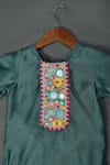 Maaikid_Green Chanderi, Cotton Mirrors Yoke Embroidered Kurta And Sharara Set _Online_at_Aza_Fashions