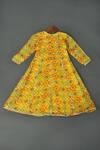 Shop_Maaikid_Yellow Kota Doria, Cotton Patti, Checkered Print Anarkali With Dupatta _at_Aza_Fashions