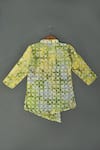 Buy_Maaikid_Green Chanderi Batik Asymmetric Hem Kurta And Pyjama Set _Online_at_Aza_Fashions
