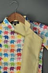 Maaikid_Multi Color , Silk, Satin Elephant Print Sherwani Set _Online_at_Aza_Fashions