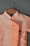 Maaikid_Peach , Silk, Satin Zari Horse Motif Embroidered Sherwani Set _Online_at_Aza_Fashions
