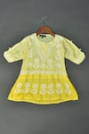 Buy_Maaikid_Yellow Muslin Embroidery A-line Kurta And Sharara Set _Online_at_Aza_Fashions