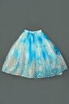 Maaikid_Blue Organza, Linen Mirrors Printed Top And Lehenga Set _at_Aza_Fashions