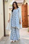 Buy_Palak & Mehak_Ivory Crepe, Organza Gota Patti, Embroidery Printed Kurta Set With Sheer Cape _Online_at_Aza_Fashions