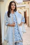 Palak & Mehak_Ivory Crepe, Organza Gota Patti, Embroidery Printed Kurta Set With Sheer Cape _at_Aza_Fashions