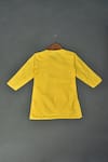 Maaikid_Yellow Cotton, Silk Embroidery Krishna And Flute Embellished Kurta Set _Online_at_Aza_Fashions