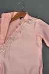 Maaikid_Pink Chanderi Embellishment Gota Detailing Placket Kurta  _Online_at_Aza_Fashions