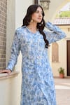 Palak & Mehak_Ivory Pure Crepe Printed Flower Spread Collar Lily Dress _at_Aza_Fashions