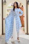 Buy_Palak & Mehak_Blue Pure Crepe And Cotton Modal Print Floral Bloom Tarini Tunic With Tulip Pant _Online_at_Aza_Fashions