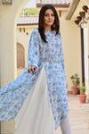 Palak & Mehak_Blue Pure Crepe And Cotton Modal Print Floral Bloom Tarini Tunic With Tulip Pant _at_Aza_Fashions