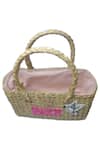 Ginn And Tonik_Beige Beads And Sequin Paix Basket Woven Beach Bag _at_Aza_Fashions