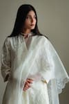 Buy_Shorshe Clothing_Ivory Kurta Banarasi Jacquard Woven Thread Notched Jaya And Pant Set _Online_at_Aza_Fashions