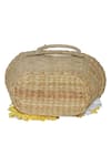 Buy_Gin & Tonic_Beige Paper Raffia Flowers 3d Embellished Basket Woven Beach Bag _Online_at_Aza_Fashions