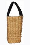 Gin & Tonic_Beige Beads Evil Eye Embellished Basket Woven Beach Bag _Online_at_Aza_Fashions