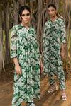 Divi By Sonal Khandelwal_Green Cotton Embroidery V-neck Wild Apple Print Shirt Dress _Online_at_Aza_Fashions
