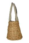 Gin & Tonic_Beige Beads And Sequin Feliz Basket Woven Beach Bag _Online_at_Aza_Fashions