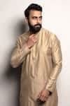 Buy_Darshika Menswear_Green Cotton Silk Plain Kurta Set _Online_at_Aza_Fashions