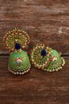 Naintara Bajaj_Pearl Embellished Peacock Jhumka Earrings_Online_at_Aza_Fashions