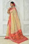 Buy_Nazaakat by Samara Singh_Ivory Soft Cotton Geometric Colorblock Saree With Running Blouse For Women_Online_at_Aza_Fashions
