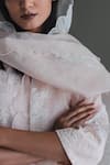 Shorshe Clothing_Pink Organza Hand Block Printed Stole _at_Aza_Fashions