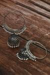 Naintara Bajaj_Oxidized Pearl Encrusted Jhumka Earrings_Online_at_Aza_Fashions