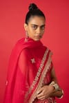 Ekaya_Red Embroidered Handwoven Bridal Lehenga Set With Unstitched Blouse Fabric _Online_at_Aza_Fashions