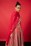 Buy_Ekaya_Red Embroidered Handwoven Bridal Lehenga Set With Unstitched Blouse Fabric _Online_at_Aza_Fashions