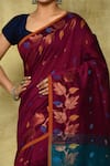 Shop_Samyukta Singhania_Purple Art Silk Printed Floral Saree _Online_at_Aza_Fashions