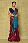 Buy_Samyukta Singhania_Purple Art Silk Printed Floral Saree _Online_at_Aza_Fashions