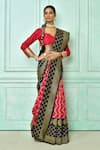 Buy_Khwaab by Sanjana Lakhani_Pink Woven Floral Motifs Banarasi Saree With Running Blouse _Online_at_Aza_Fashions