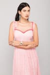 Buy_Kalakaari By Sagarika_Pink Chiffon Geometric Hand Block Print Maxi Dress