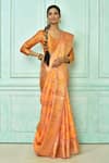 Buy_Nazaakat by Samara Singh_Orange Silk Woven Leaf Motifs Saree Wih Running Blouse_Online_at_Aza_Fashions