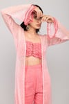 Kalakaari By Sagarika_Pink Cotton, Chiffon Embroidery, Lace Hand Crochet Top Pant Set_at_Aza_Fashions