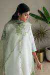 Shorshe Clothing_Ivory Handloom Cotton, Linen Mandarin Collar Handwoven Kurta And Pant Set_Online_at_Aza_Fashions