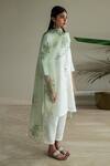 Buy_Shorshe Clothing_Ivory Handloom Cotton, Linen Mandarin Collar Handwoven Kurta And Pant Set_Online_at_Aza_Fashions