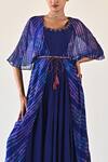 K-Anshika Blue Georgette Beads, Sequins, Embroidery Leheriya Pattern Cape And Dress Set Online at Aza Fashions K-Anshika_Blue Georgette Beads, Sequins, Embroidery Leheriya Pattern Cape And Dress Set _Online_at_Aza_Fashions
