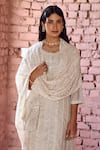 Buy_KARAJ JAIPUR_Ivory Kurta- Chanderi Embroidered Chikankari Round Set _Online_at_Aza_Fashions